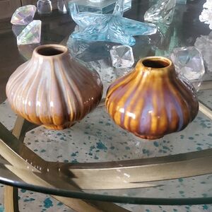 Handcrafted Ceramic Vases - Brown and Purple